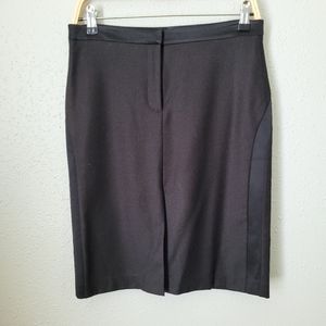 Chaiken Vintage Black Wool Blend Satin Panel Pencil Skirt Size 4